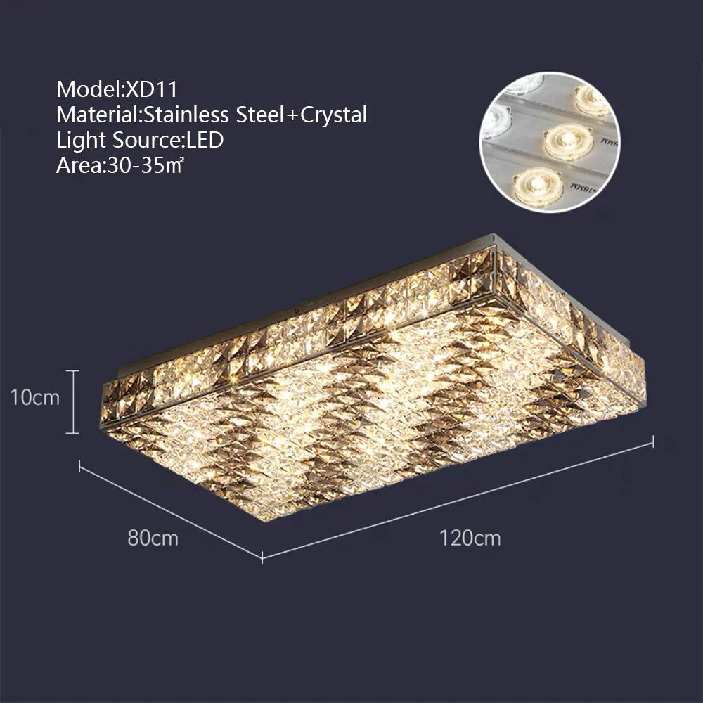 Lámpara de araña rectangular LED de cristal DecorBites™ para una decoración elegante del hogar