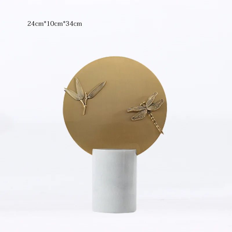 DecorBites™ Golden Geometric Circle Insect Figurine Set Home Decor