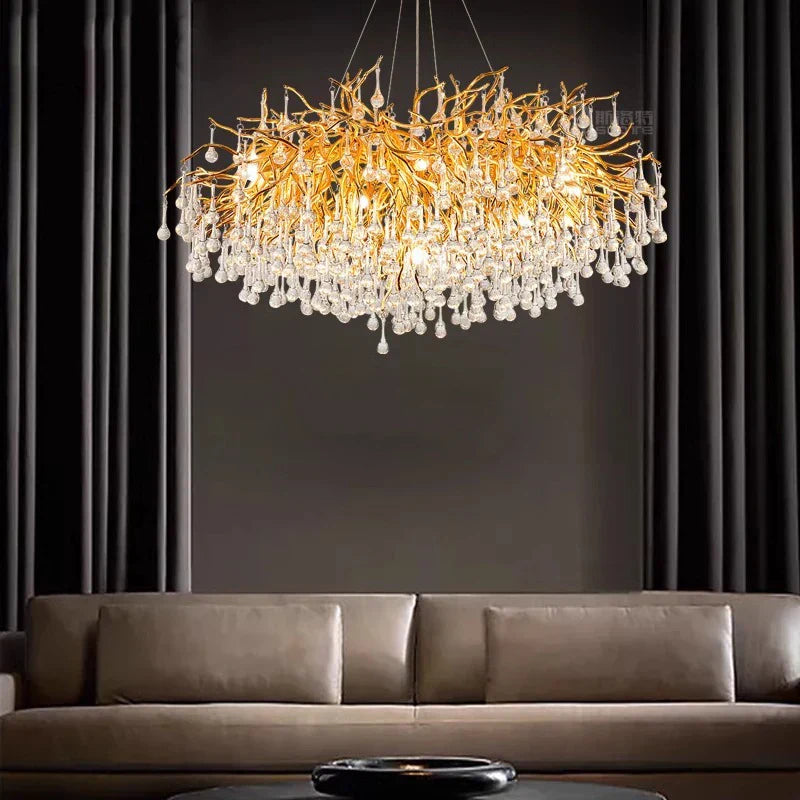 Gold Geometric LED Pendant 180cm Length
