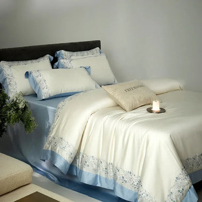 Juego de Ropa de Cama de Algodón Egipcio Decorbites™: Sábanas de Tamaño King/Queen, Manta, Cubierta, Funda de Almohada - Color Sólido