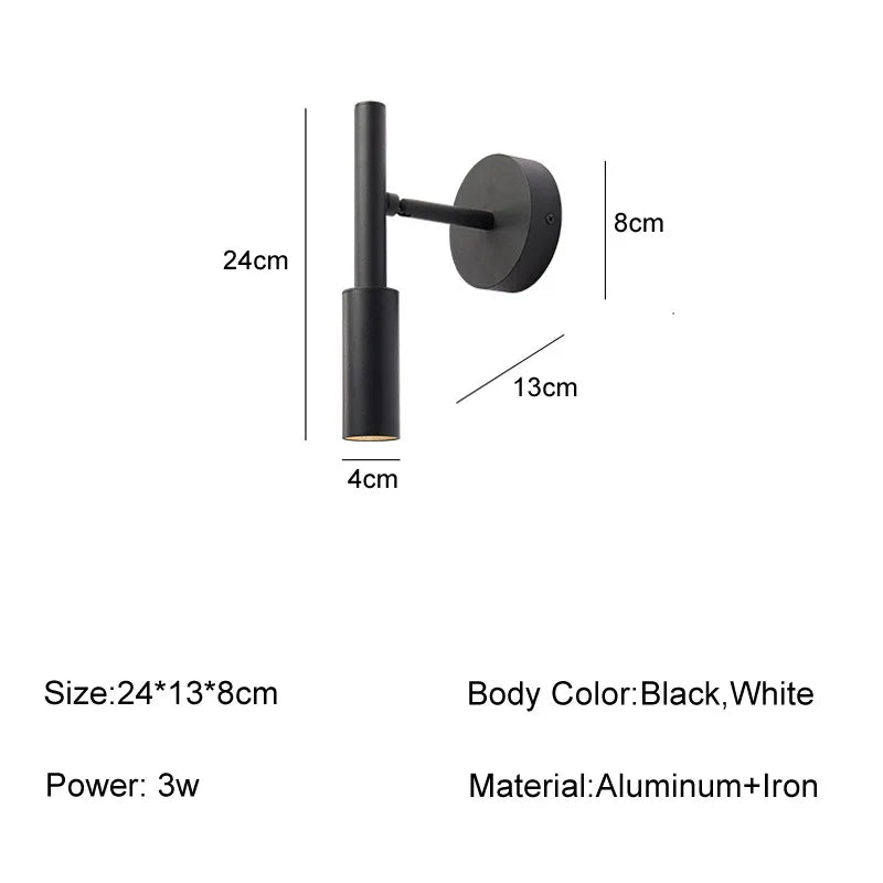 DecorBites™ LED Rotatable Wall Lamp 3W Spotlight Bedroom Sconce Light Fixture