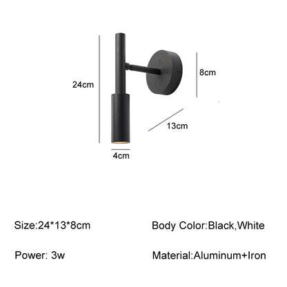 DecorBites™ LED Rotatable Wall Lamp 3W Spotlight Bedroom Sconce Light Fixture