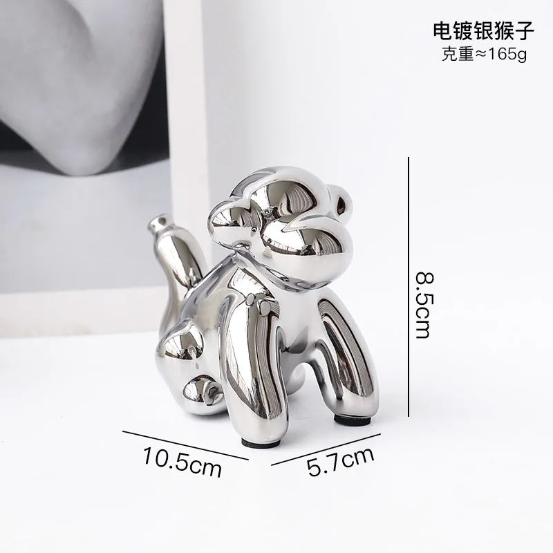 DecorBites™ Golden Monkey Dog Rabbit Ceramic Balloon Animals Desk Ornament