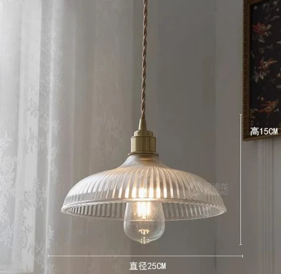 Japanese Brass Semi-Circle Glass Pendant Light