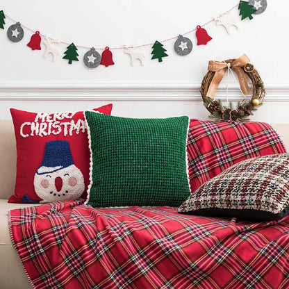DecorBites™ Cartoon Christmas Pillow Covers: Festive Decor for Sofa - Embroidered Design