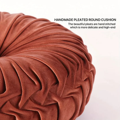 Decobites Velvet Pumpkin Round Cushion for Couch, Bed, Sofa, Chair - Decorative 3D Design