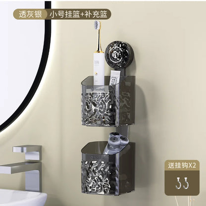 DecorBites™ Bathroom Shelf Suction Cup Storage Rack - Wall Mounted Draining Basket