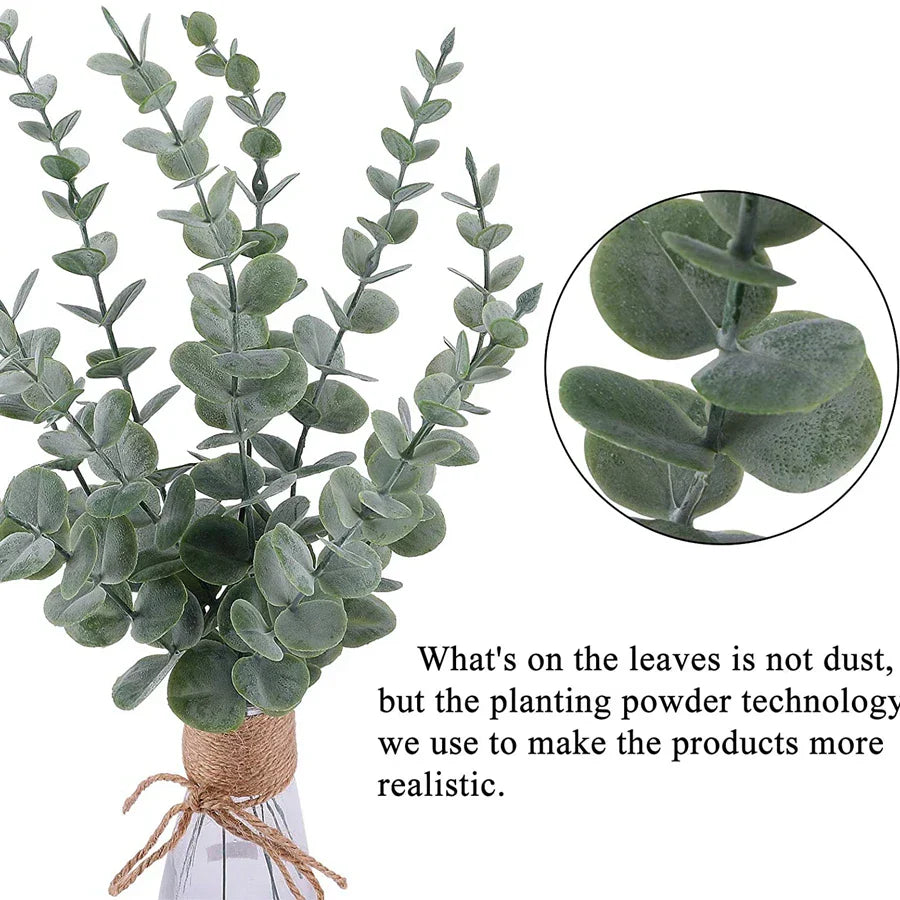 DecorBites™ Artificial Eucalyptus Leaves 100Pcs - Home Wedding Decoration Vase Fake Plants