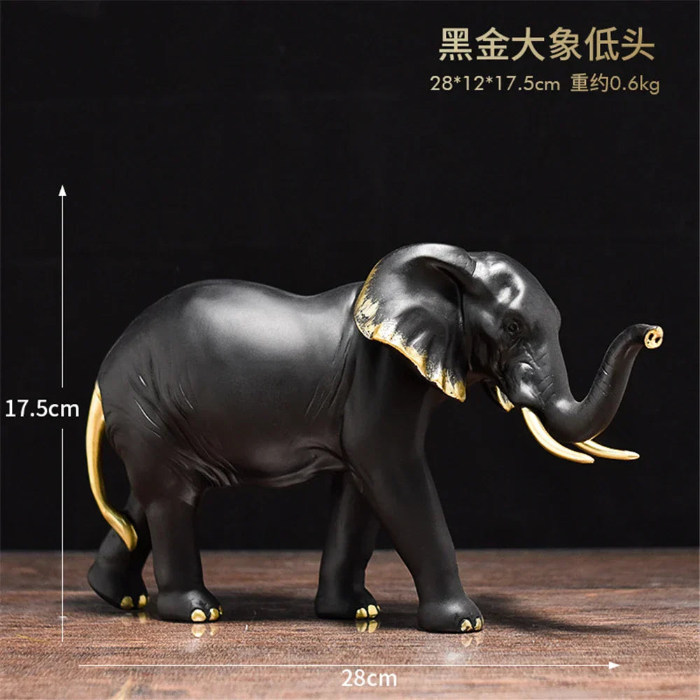 DecorBites™ Elephant Resin Sculpture: Luxury Animal Statue for Home & Office Decor