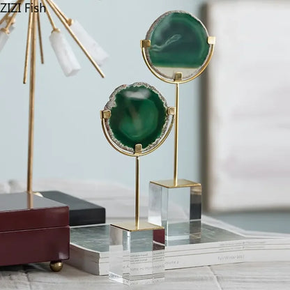 Adornos DecorBites™ con base de cristal: Obras de arte en ágata y fluorita, decoración moderna para el hogar.