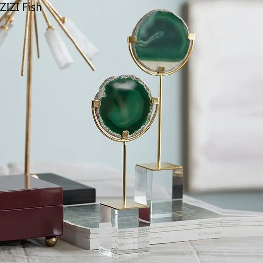 Adornos DecorBites™ con base de cristal: Obras de arte en ágata y fluorita, decoración moderna para el hogar.