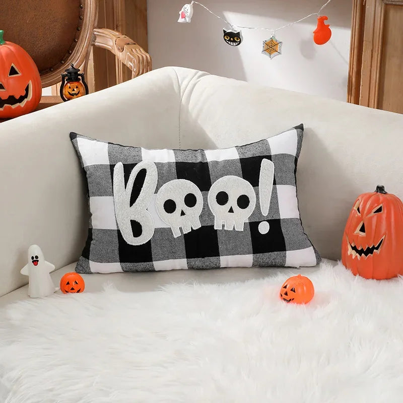 DecorBites™ Halloween Ghost Embroidery Pillow for Cozy Living Room Sofa Rest