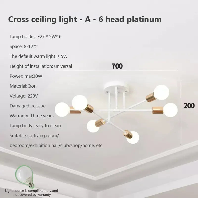 Gold Modern Ceiling Light Black-Gold Tricolor