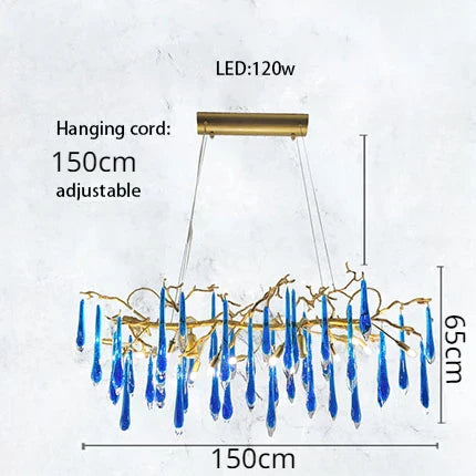 ثريا كريستال زرقاء من ديكوربايتس™: إضاءة LED فاخرة لغرفة المعيشة