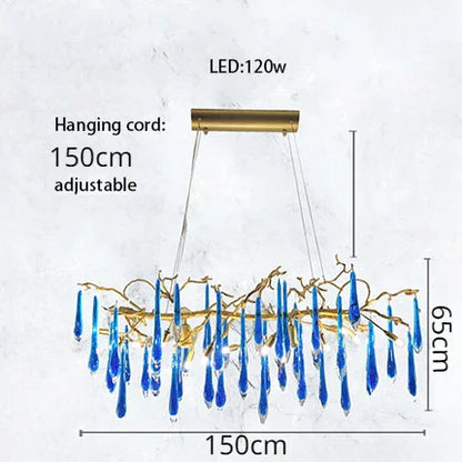 ثريا كريستال زرقاء من ديكوربايتس™: إضاءة LED فاخرة لغرفة المعيشة