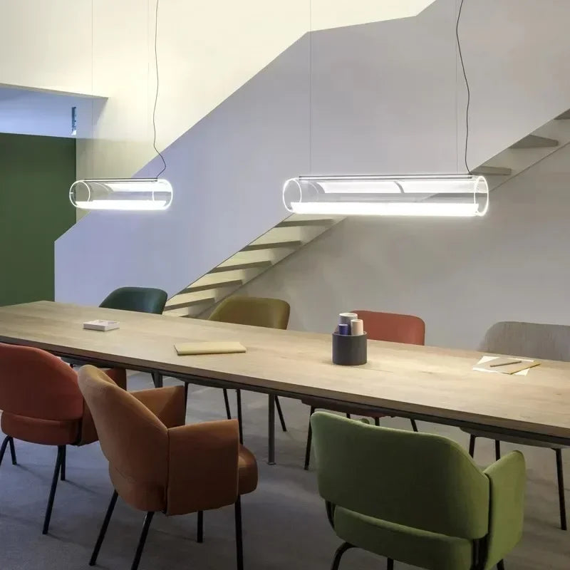 DecorBites™ Glass Cylinder Chandelier: Sleek Indoor Lighting for Living Room & Dining Room