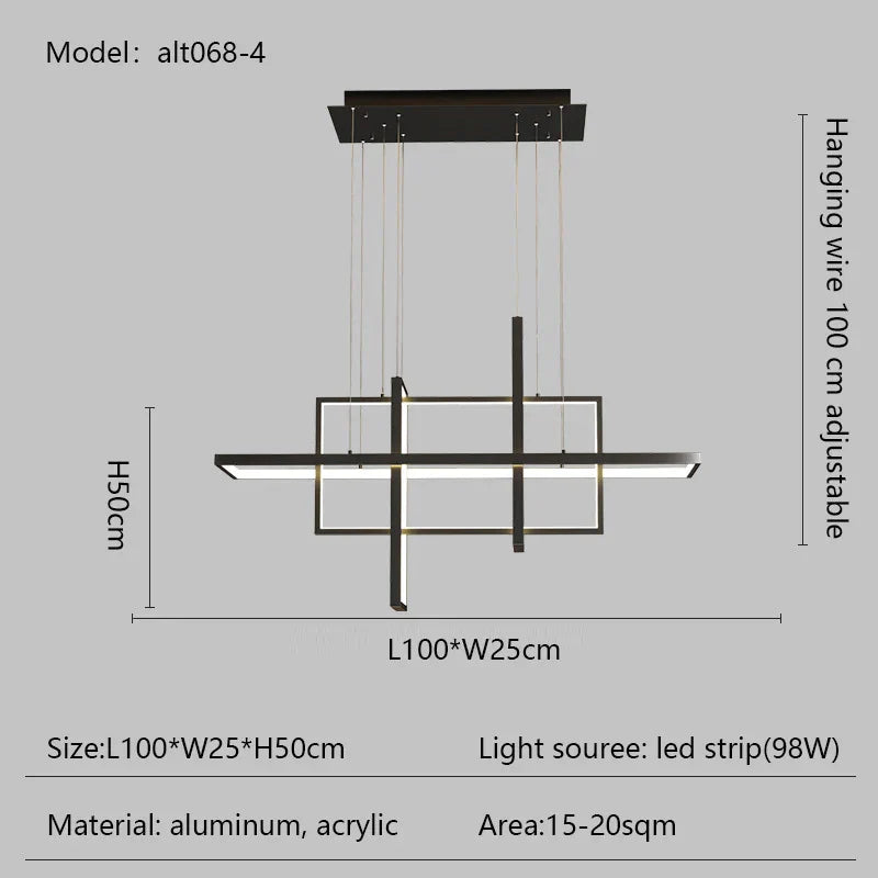 DecorBites™ LED Rectangle Pendant Lights for Dining Room and Kitchen