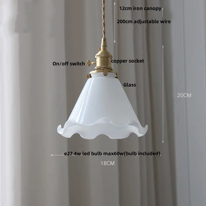 DecorBites™ Brass Knob Switch LED Pendant Light, Nordic Amber Glass Hanging Lamp
