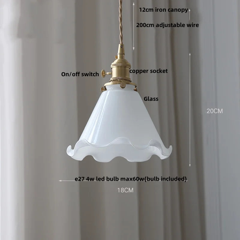 DecorBites™ LED Pendant Lamp with Adjustable Brass Knob Switch & White Glass