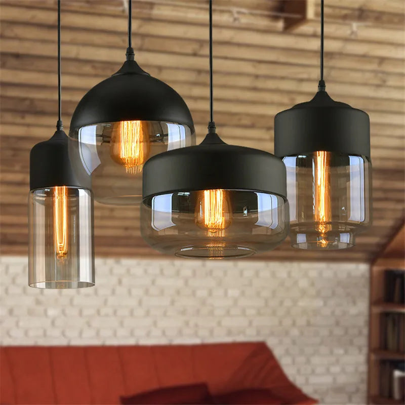 DecorBites™ Glass Shade Pendant Light, Industrial Kitchen Restaurant Decor Lighting
