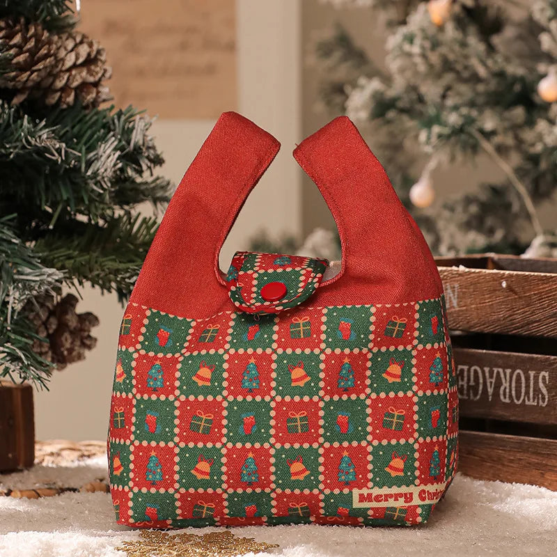 DecorBites™ Christmas Apple Handheld Sail Bag Short Plush Gift Bag for Friends and Colleagues