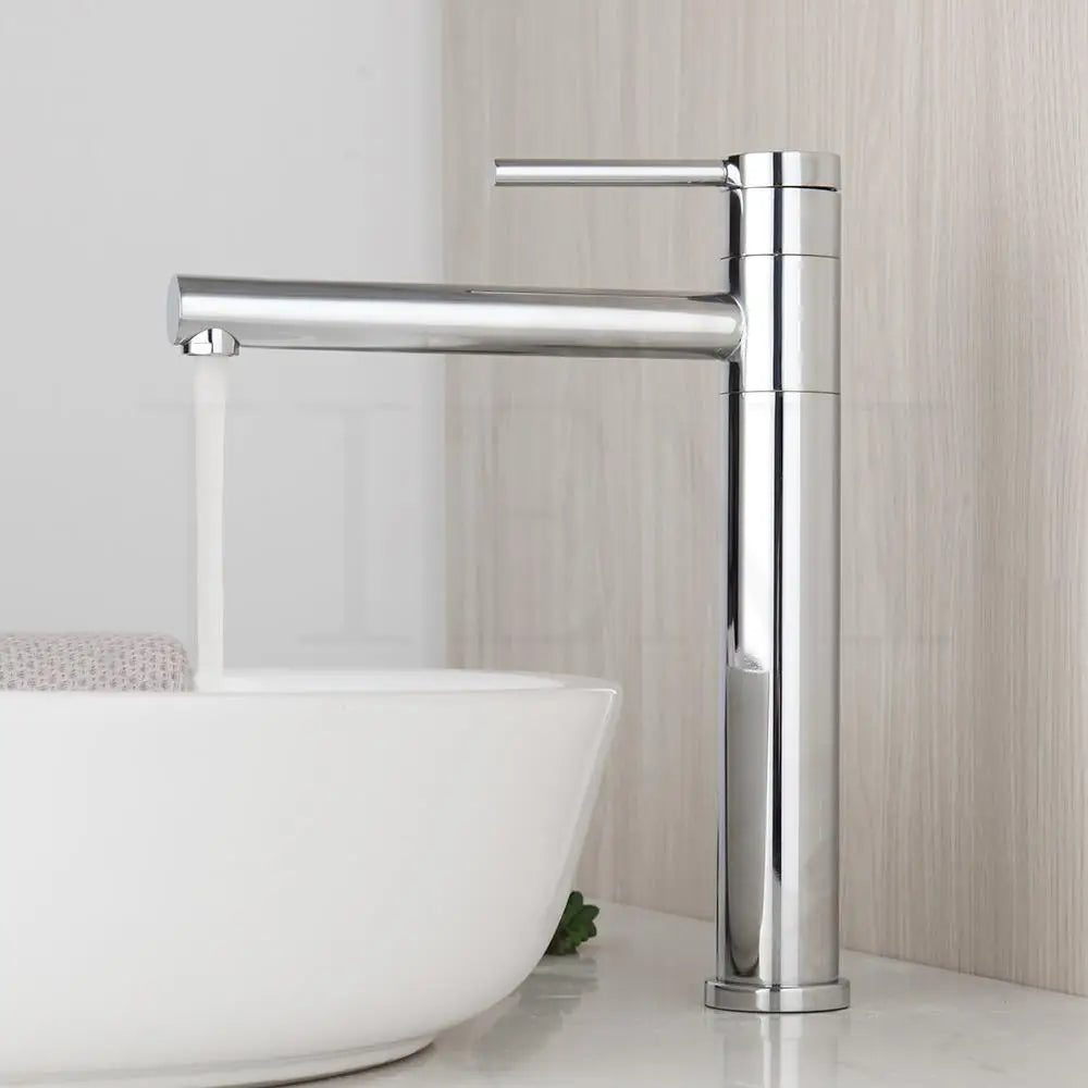 DecorBites™ Gold Plated & Chrome Basin Faucet with Long Spout, Single Handle Mixer