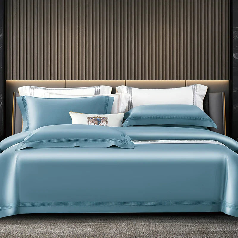 DecorBites™ Egyptian Cotton Duvet Cover Set, 1000TC Bedding: Quilt Cover, Sheet, Pillowcases