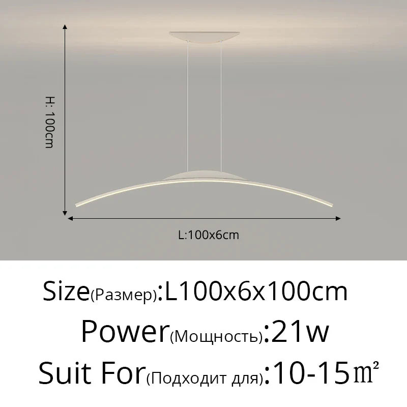 Minimalist LED Pendant Light Gold 150cm Dimmable