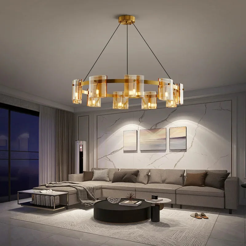 DecorBites™ Elegant Smoky Glass Chandelier Ceiling Lighting for Dining Living Bedroom