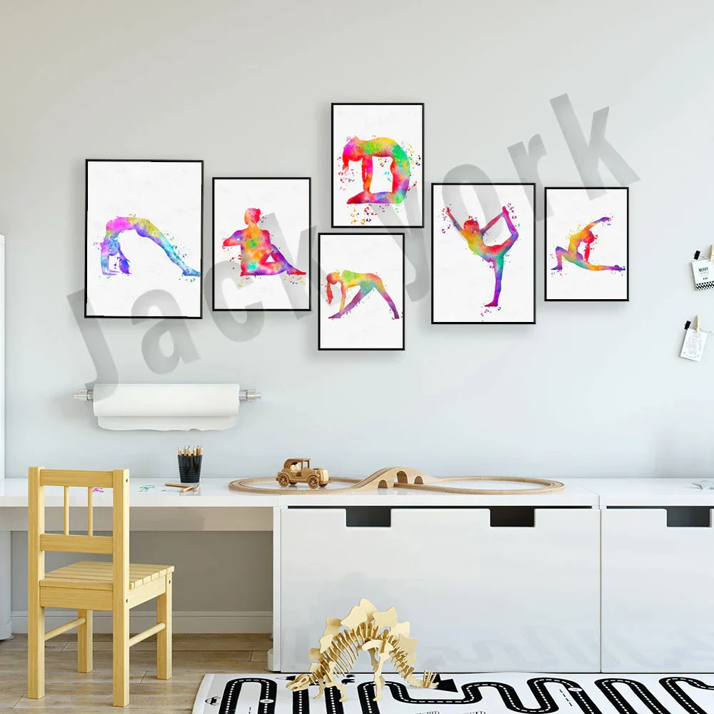 DecorBites™ Dance King Yoga Print Women Dance Asana Pose Zen Pilates Art Deco Gift
