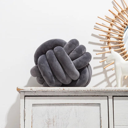 DecorBites™ Handmade Knotted Ball Round Plush Pillow for Home Decoration