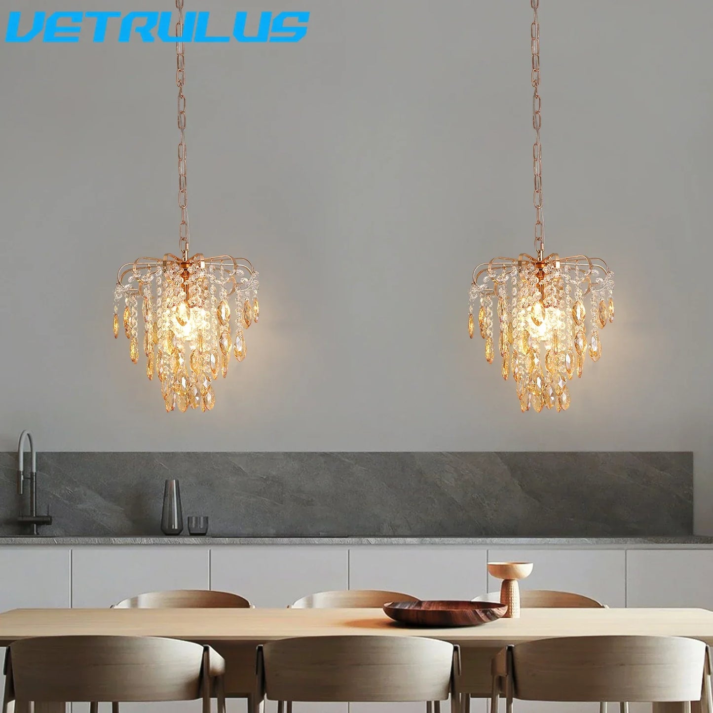 Lámpara colgante LED de cristal DecorBites™, moderna lámpara de techo tipo araña para sala de estar