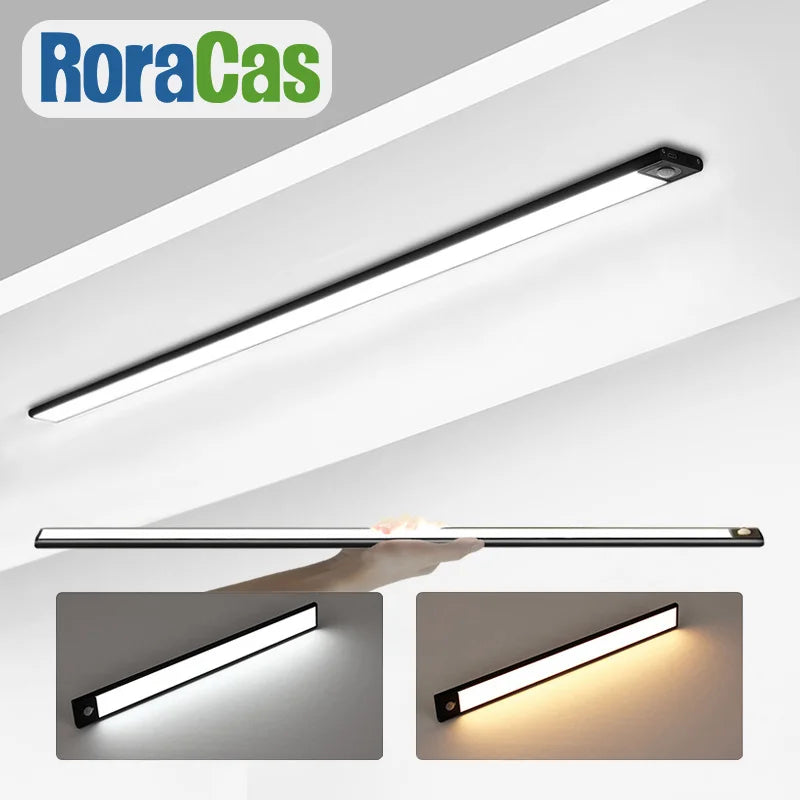 Barra de luz LED Decorbites™ para armario: Sensor de movimiento, aluminio, tira larga, imán, armario de cocina o vestidor