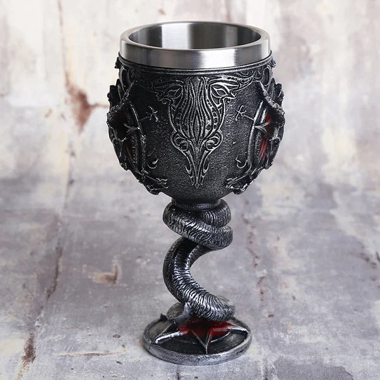 DecorBites™ Baphomet Wine Glass Horn Cocktail Stainless Steel Goblet With Whiskey Cup Bar Drinkware