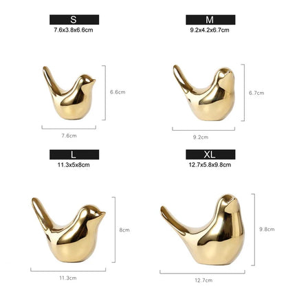 DecorBites™ Golden Silver Bird Figurines Modern Ceramic Statues - Home Decor Wedding Gifts