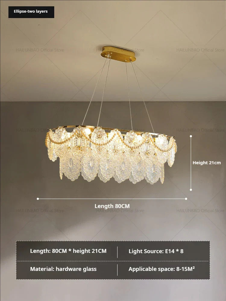 DecorBites™ Glass Chandelier: French Light Luxury Living Room Dining Room Lamps