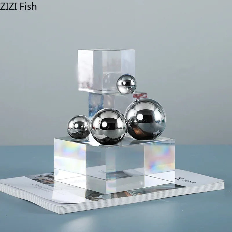 DecorBites™ Crystal Ladder Silver Ball Desk Ornament Geometric Block Room Decor