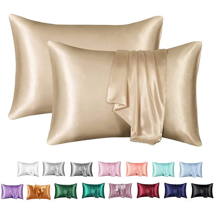 Decobites Silky Satin Pillowcase: Soft, Comfortable, High-End Solid King Queen Pillow Cover