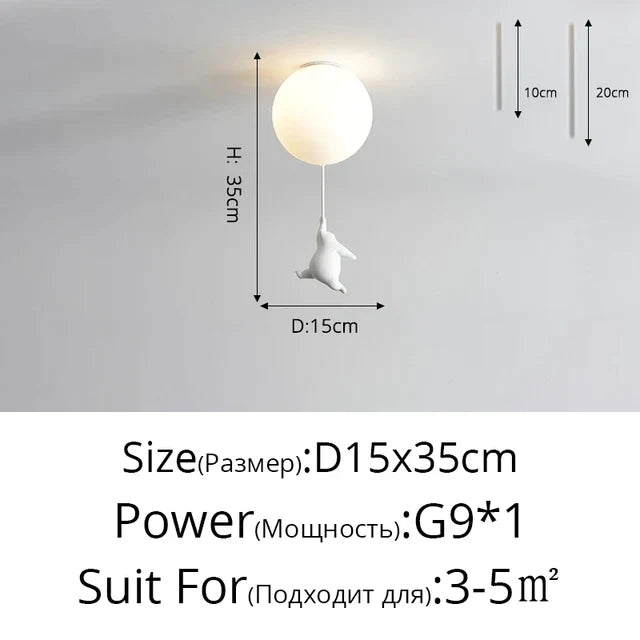 DecorBites™ Kids Cartoon Panda Polar Bear Ceiling Light Chandelier for Boys and Girls' Bedroom