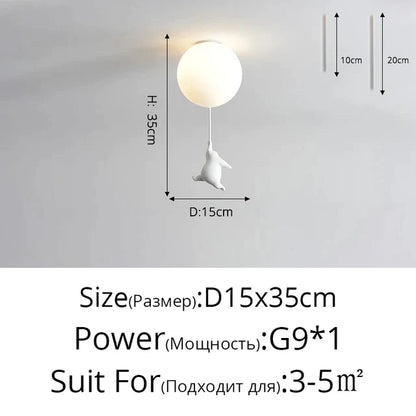 DecorBites™ Kids Cartoon Panda Polar Bear Ceiling Light Chandelier for Boys and Girls' Bedroom