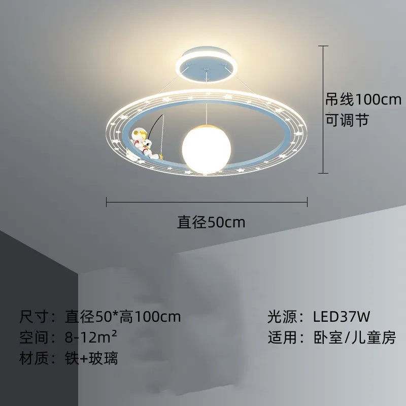 DecorBites™ Astronaut LED Chandeliers: Remote-controlled Ceiling Pendant for Children's Room, Boy's Study, Nursery