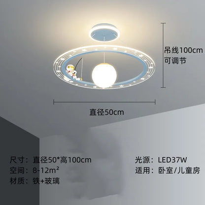 DecorBites™ Astronaut LED Chandeliers: Remote-controlled Ceiling Pendant for Children's Room, Boy's Study, Nursery