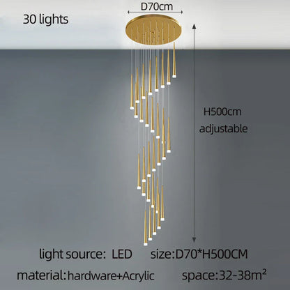 DecorBites™ Golden Tapered LED Chandelier for Modern Living Room, Kitchen, Hall - Indoor Lighting