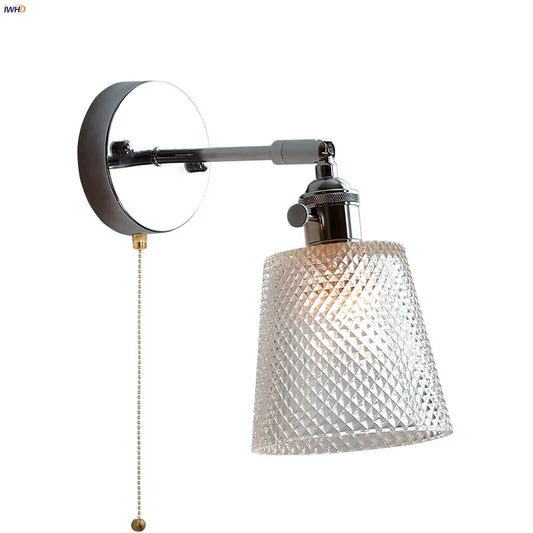 DecorBites™ Clear Glass LED Wall Sconce Pull Chain Modern Light Fixtures