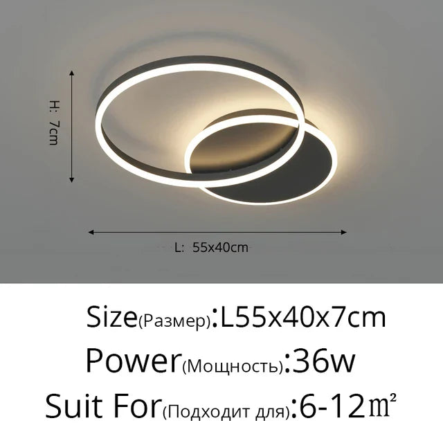 ثريا LED دائرية من الألومنيوم من DecorBites™ مزودة بإضاءة سقفية لغرفة النوم وغرفة المعيشة والمطبخ