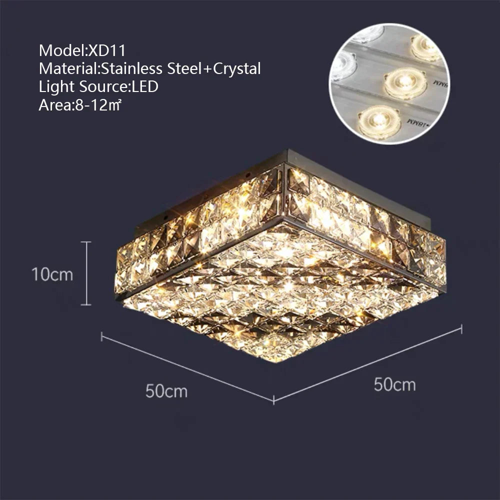 Lámpara de araña rectangular LED de cristal DecorBites™ para una decoración elegante del hogar