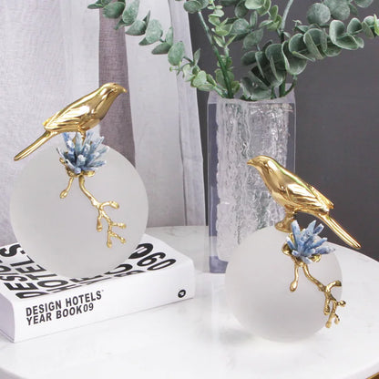 DecorBites™ Golden Bird Brass Sculpture Modern Home Decor Artwork Statue