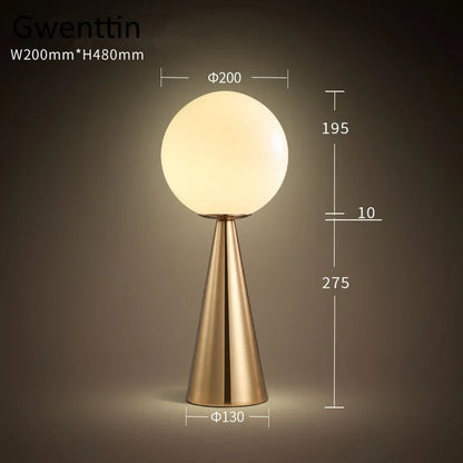 DecorBites™ Gold Glass Ball Table Lamp LED Desk Lighting Modern Home Decor for Bedroom Living Room