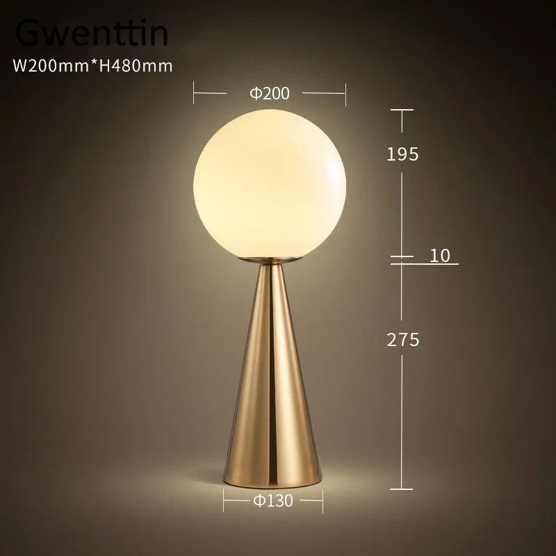 Lámpara de mesa de bola de vidrio dorado Decorbites™ con iluminación LED para escritorio, decoración moderna del hogar para dormitorio y sala de estar