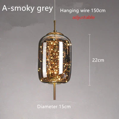 Nordic Star Glass Pendant Light With Long Cord